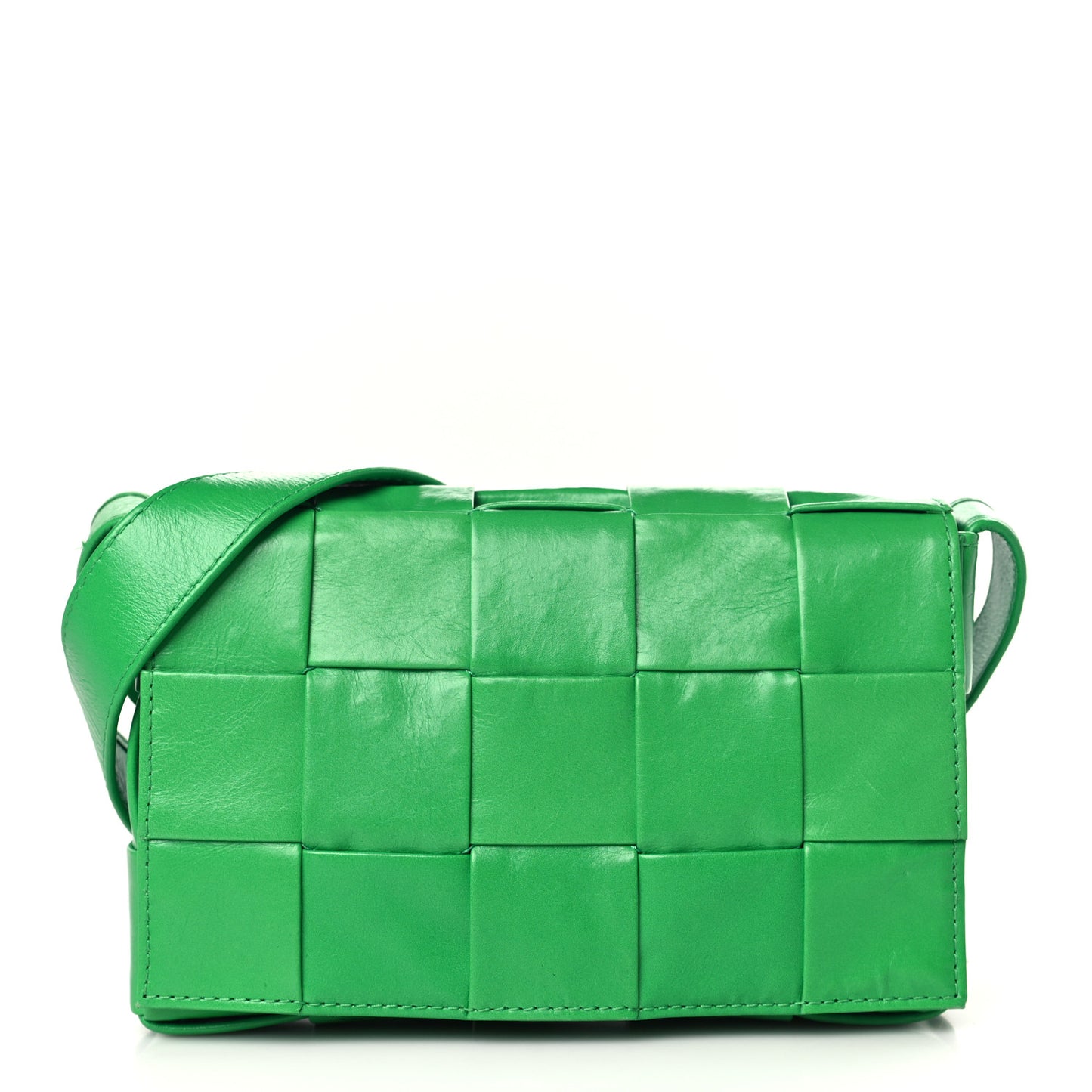 Paper Calfskin Maxi Intreccio Cassette Crossbody Bag Parakeet