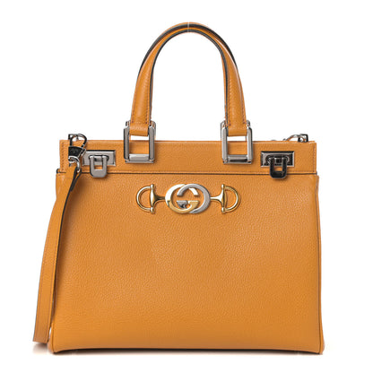 Gucci Posillipo Grain Calfskin Small Zumi Top Handle Bag Sun Oil 1 of 9