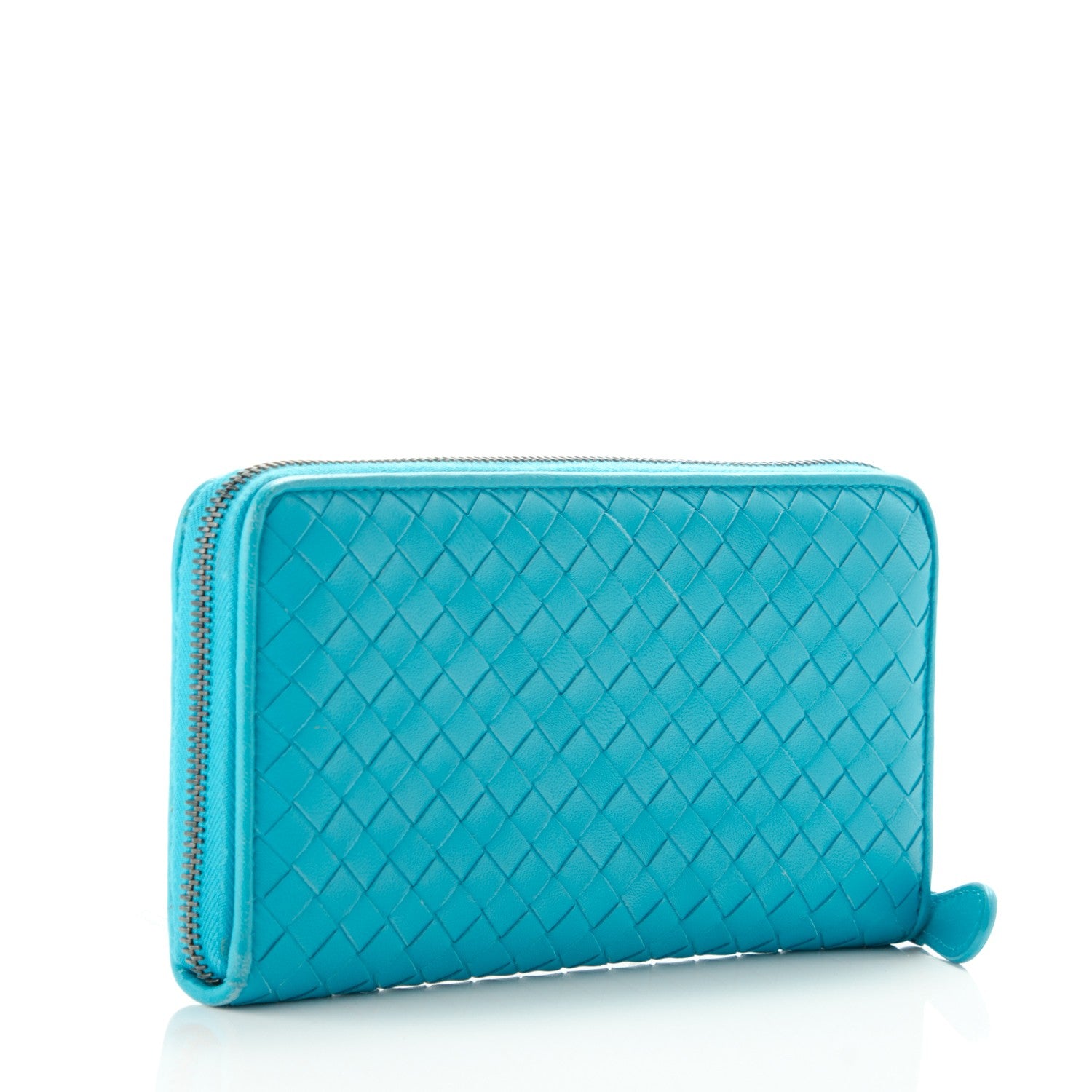 Bottega Veneta Nappa Intrecciato Zip Around Wallet Turquoise 3 of 8