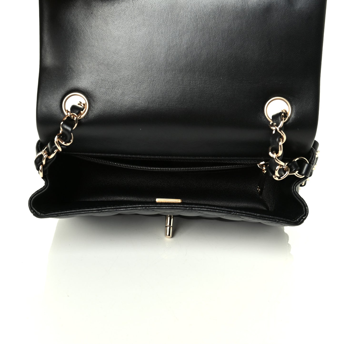 Lambskin Quilted Mini Rectangular Flap Black