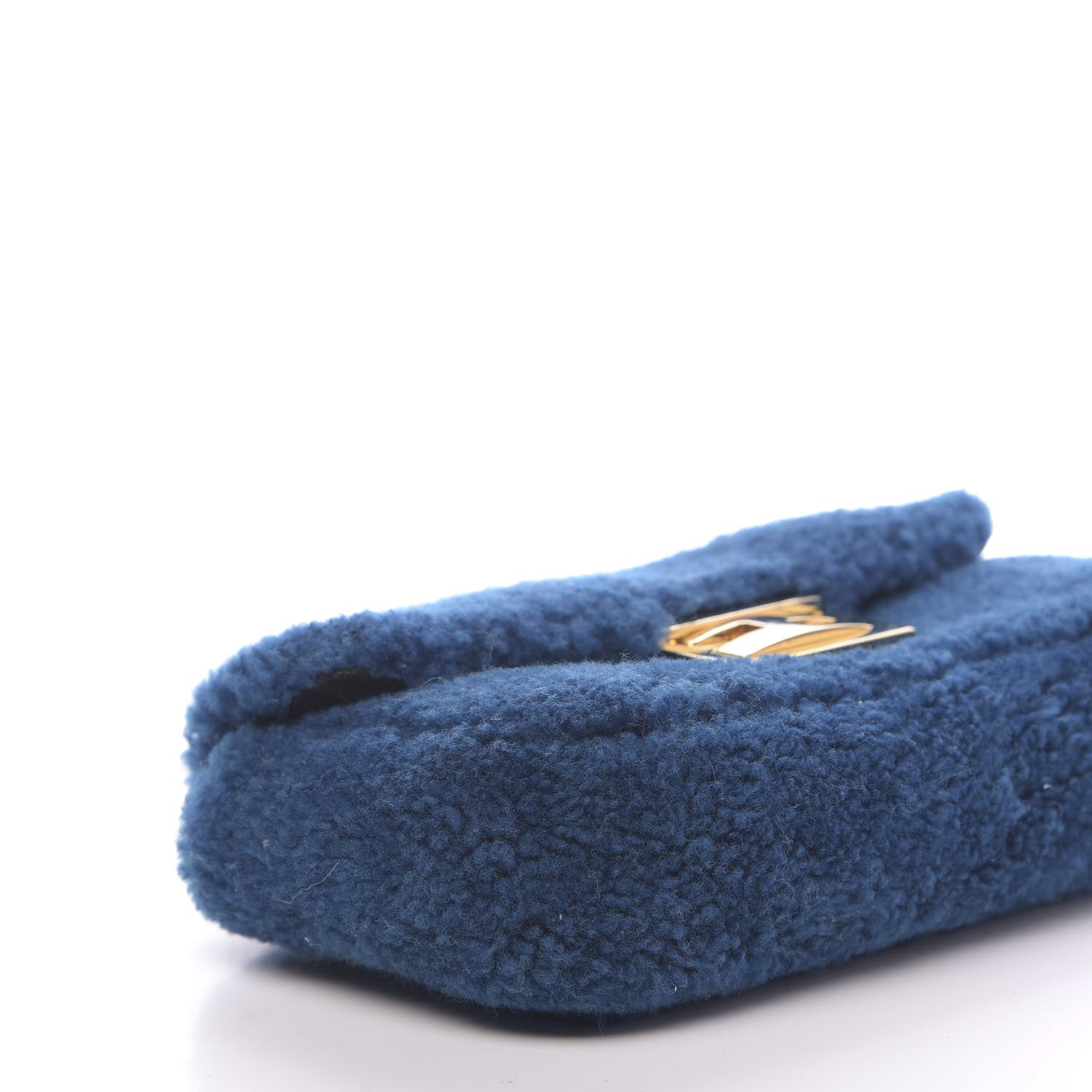 Fendi Shearling Nappa Mini Be Baguette Shoulder Bag Blue Black 8 of 11