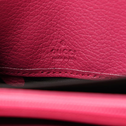 Gucci Grained Calfskin Logo Zip Around Wallet Box Pink Green 6 of 8