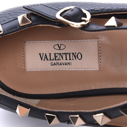 Valentino Garavani Pebbled Calfskin Rockstud Ankle Strap Ballerina Flats 39.5 Black 7 of 9