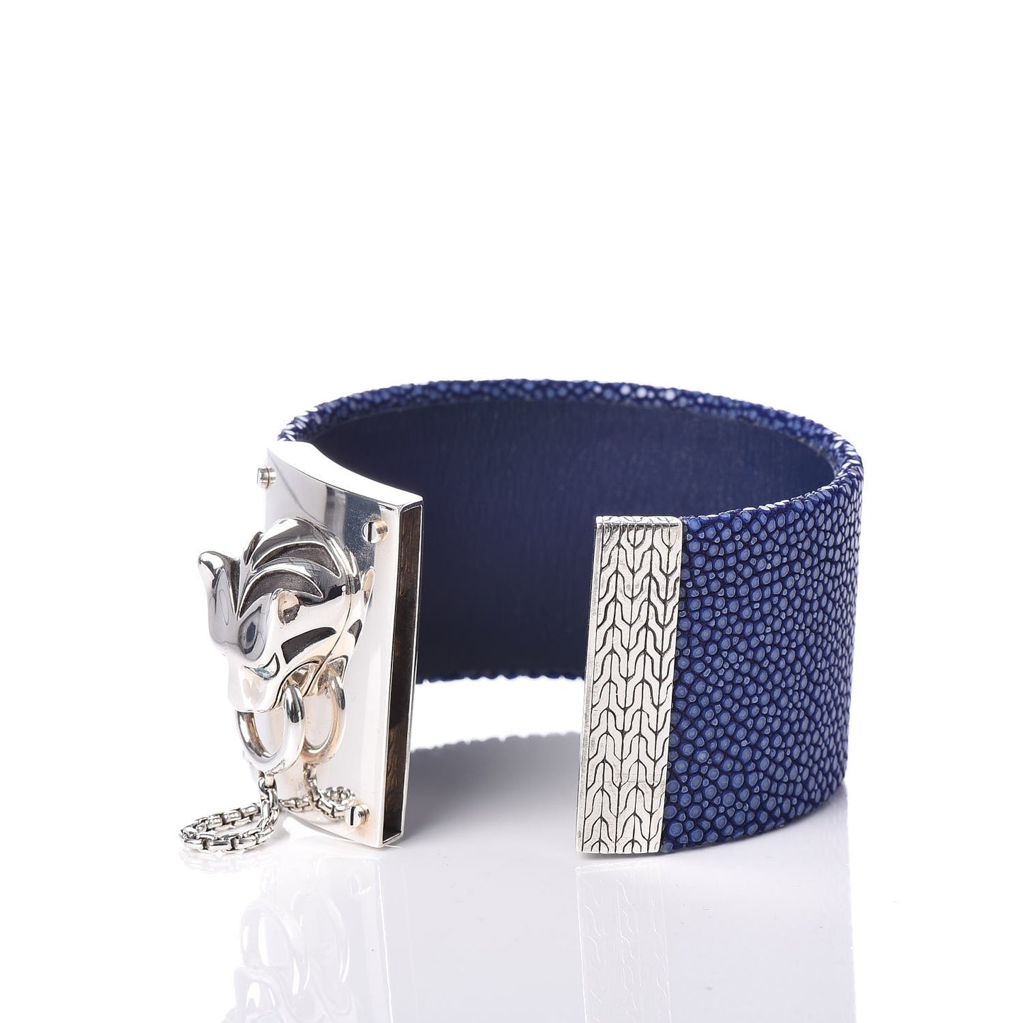 Sterling Silver Blue Stone Stingray Macan Cuff Bracelet Blue