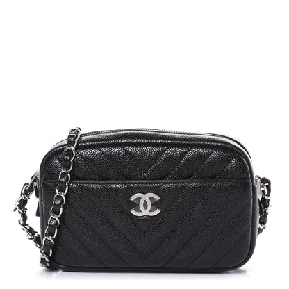 Chanel Caviar Chevron Quilted Camera Case Black 1 of 10
