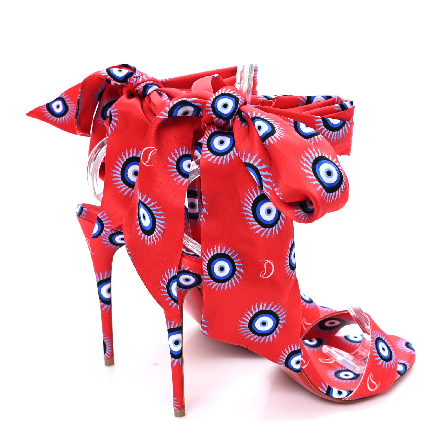 Christian Louboutin Crepe Satin Greekaba Du Desert 100 Sandal 39.5 Red 5 of 9