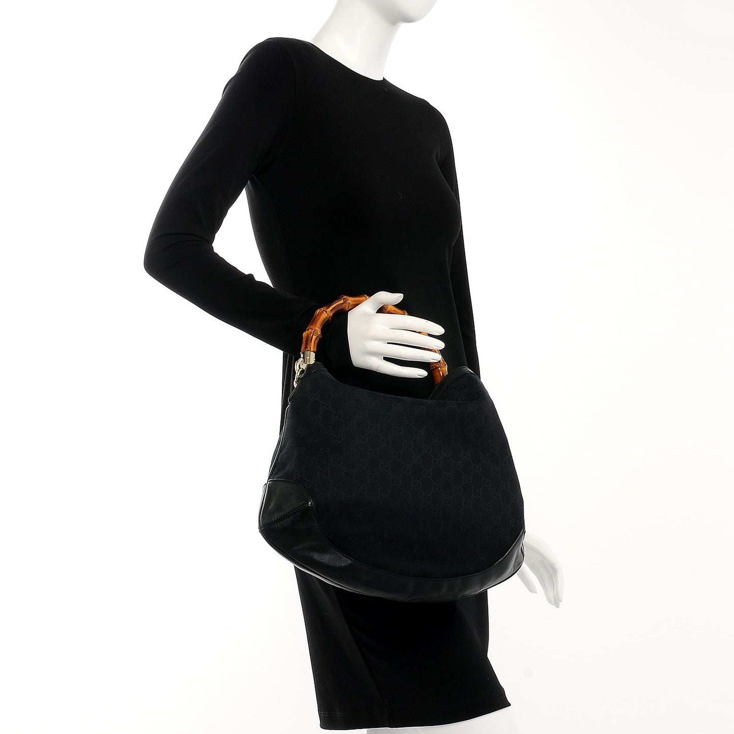Monogram Medium Peggy Bamboo Top Handle Bag Black
