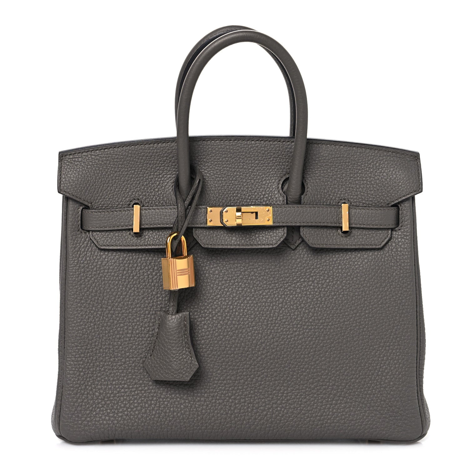 Hermes Birkin 25 Etain Togo leather with gold hardware handbag — Hermès