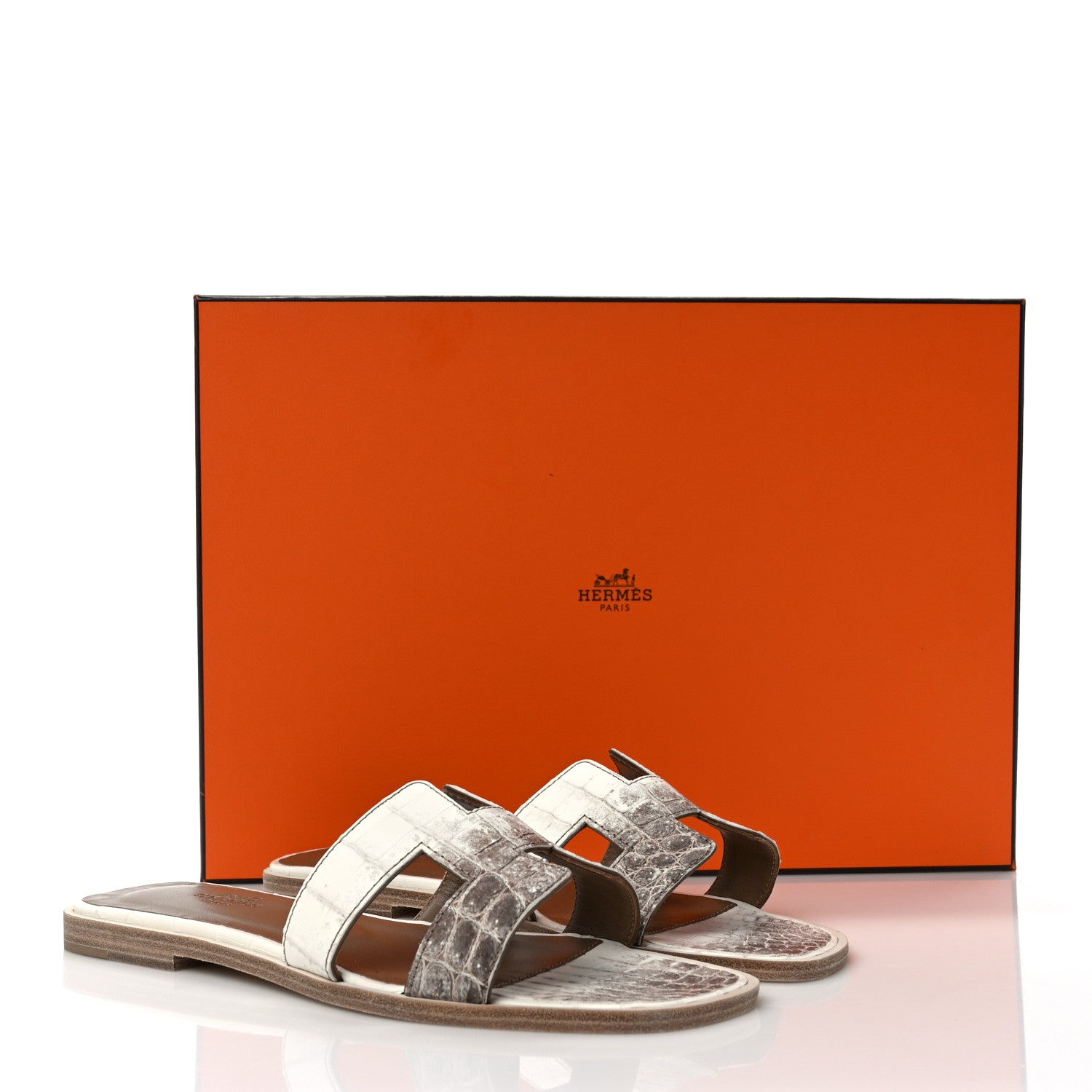 Hermes Matte Niloticus Crocodile Himalaya Oran Sandals 37 Blanc 9 of 9