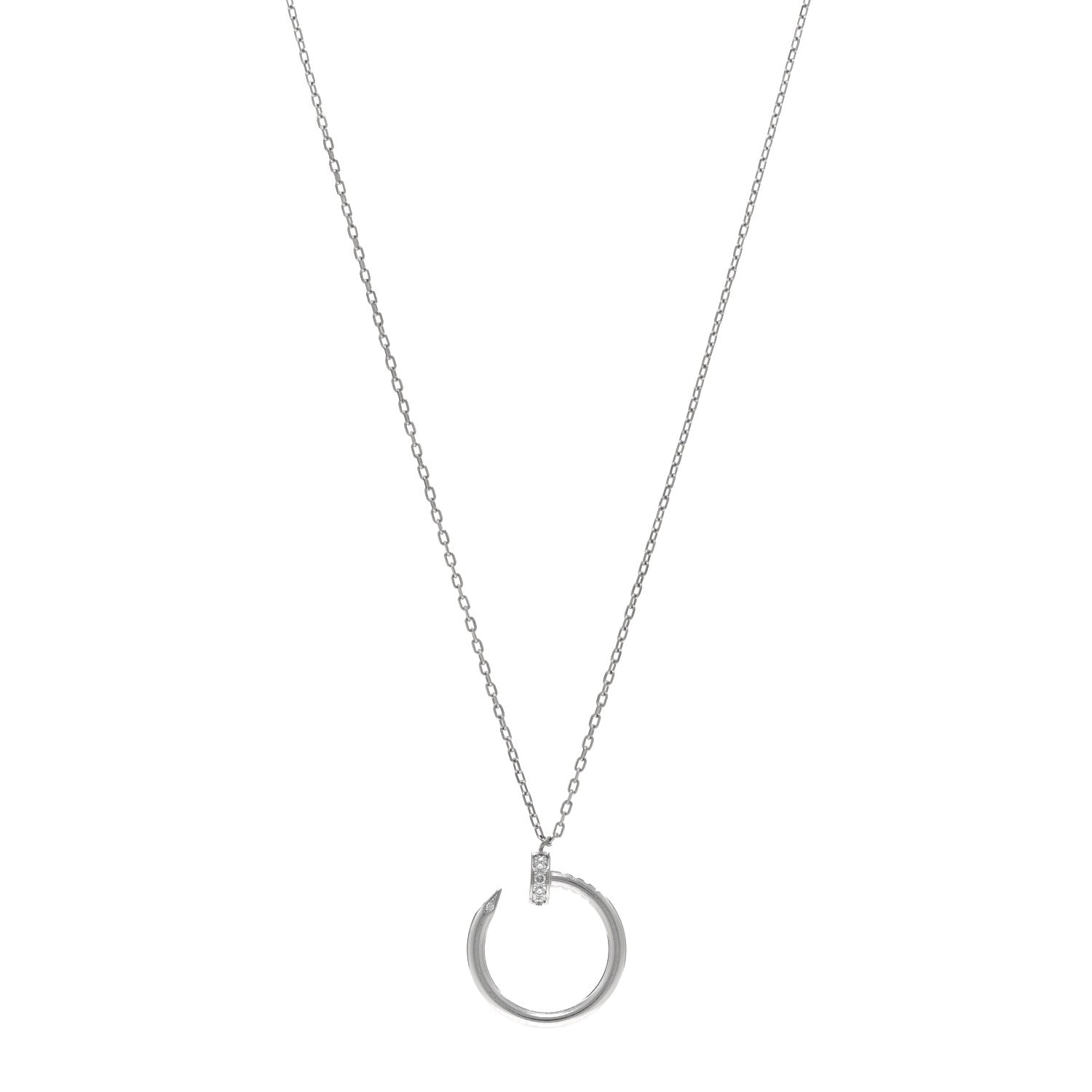 Cartier 18K White Gold Diamond Juste Un Clou Necklace 1 of 5