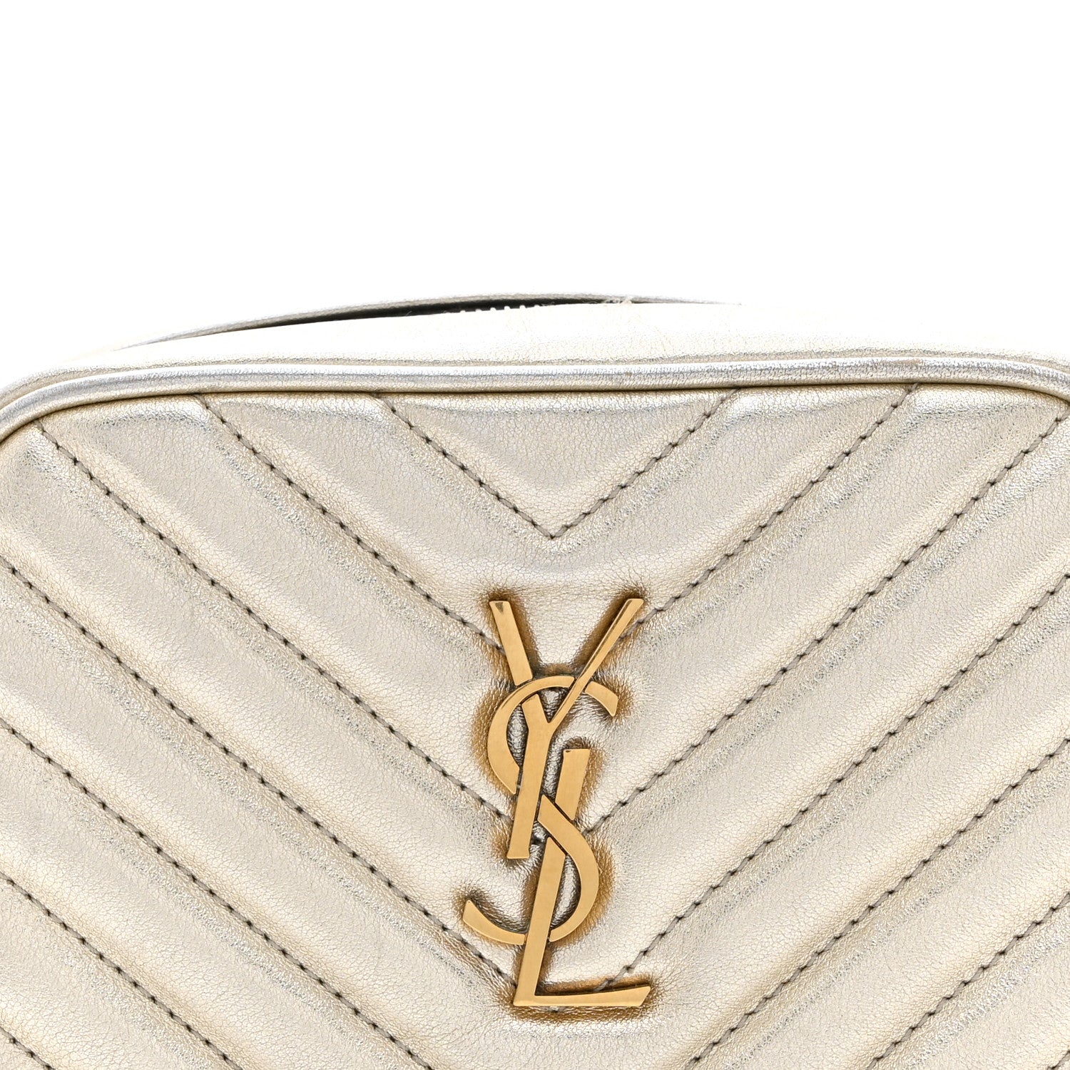 Saint Laurent Metallic Calfskin Matelasse Monogram Lou Belt Bag Platino 8 of 13