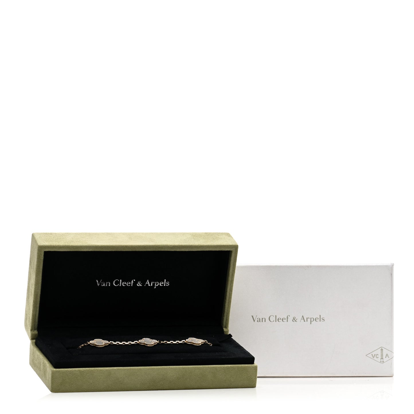 18K Yellow Gold Mother of Pearl 5 Motifs Vintage Alhambra Bracelet
