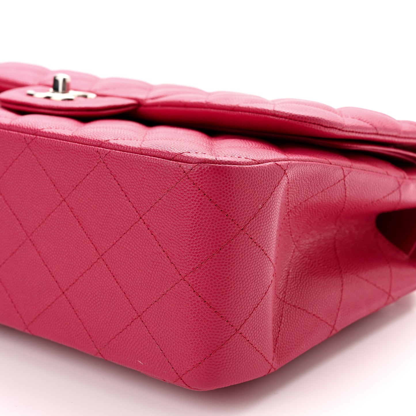 Caviar Quilted Jumbo Double Flap Dark Pink