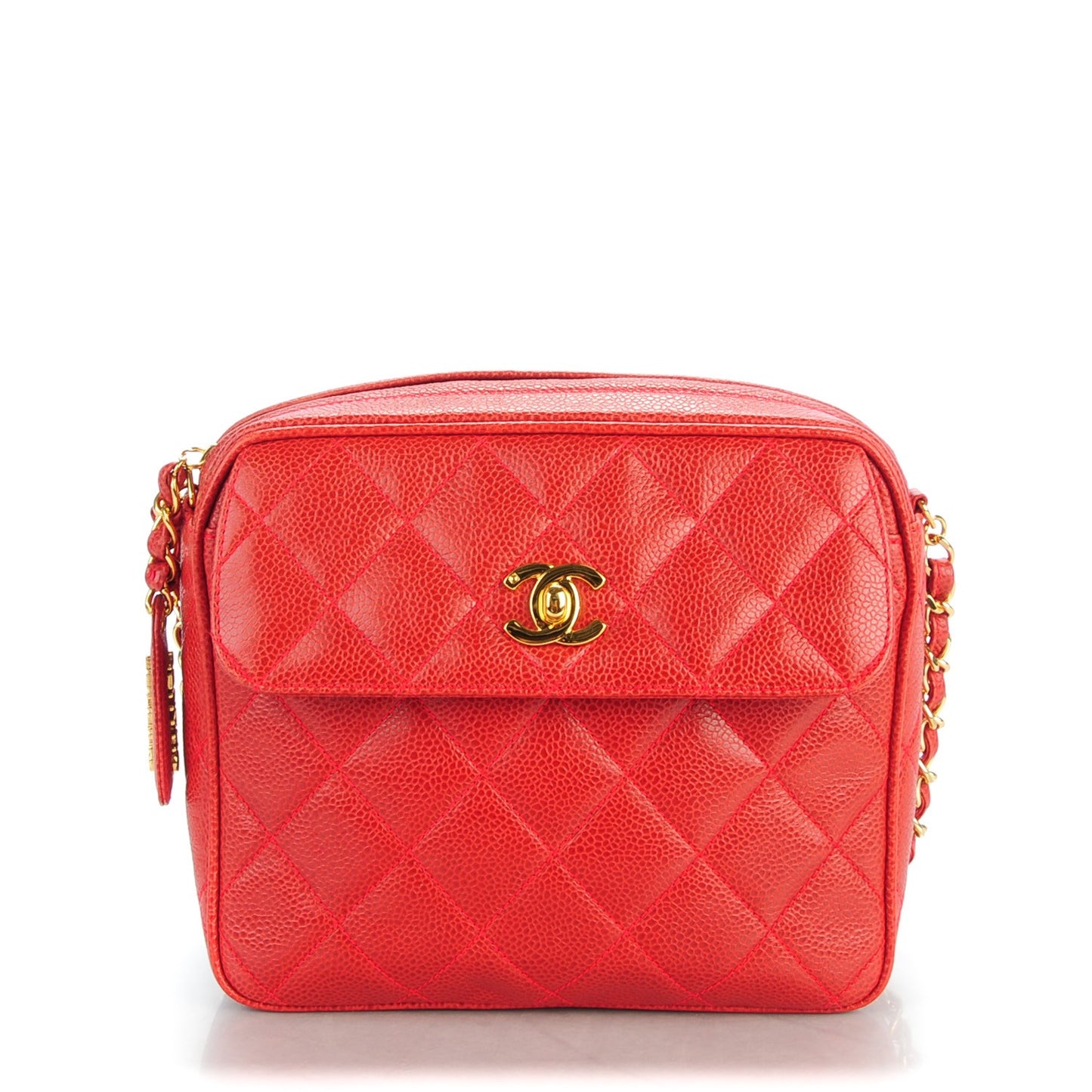 Caviar Quilted Camera Case Red