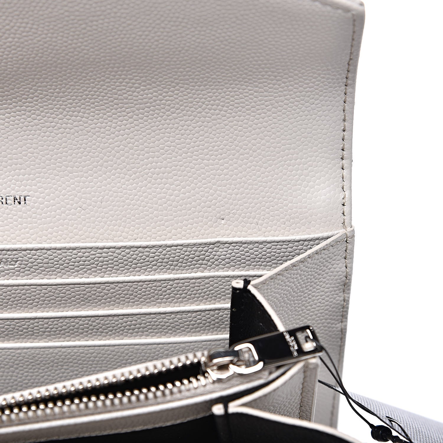 Saint Laurent Grain De Poudre Matelasse Chevron Monogram Flap Wallet Icy White 9 of 10