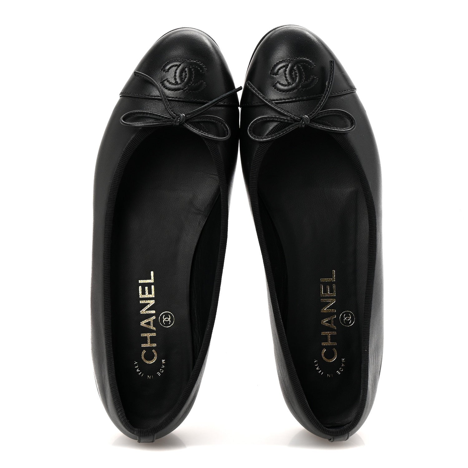 Chanel Lambskin Cap Toe Ballerina Flats 37.5 Black 2 of 11