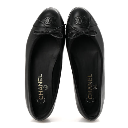Chanel Lambskin Cap Toe Ballerina Flats 37.5 Black 2 of 11