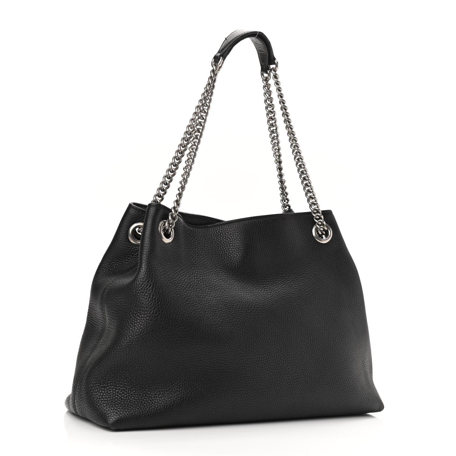 Gucci Pebbled Calfskin Studded Medium Soho Chain Shoulder Bag Black 3 of 14