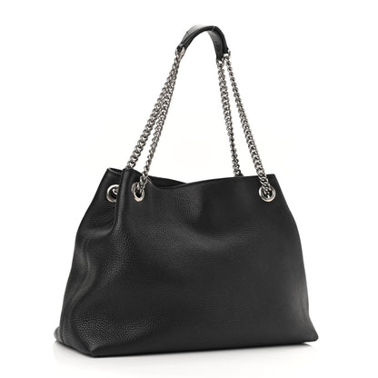 Gucci Pebbled Calfskin Studded Medium Soho Chain Shoulder Bag Black 3 of 14