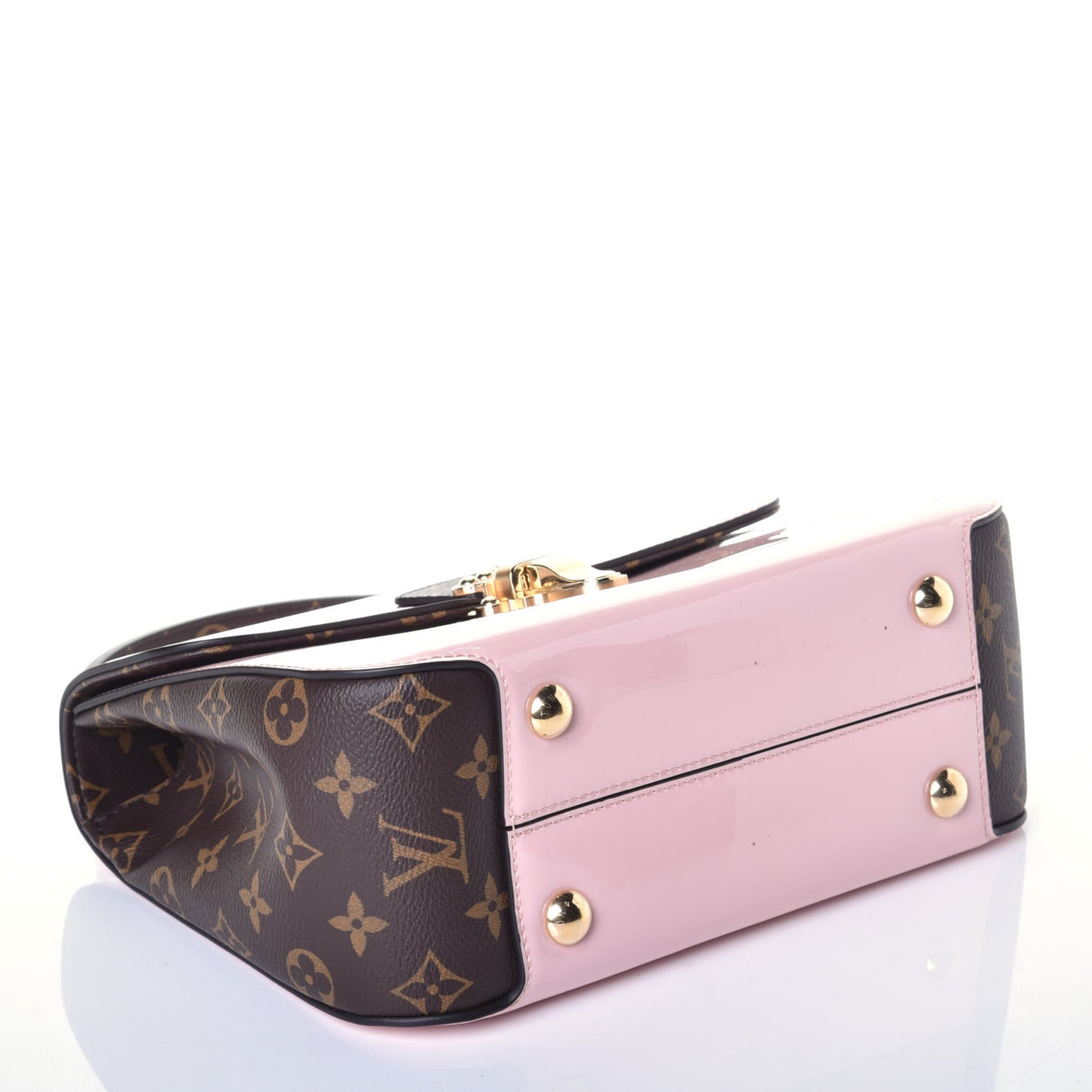 Patent Calfskin Monogram Cherrywood PM Rose Ballerine