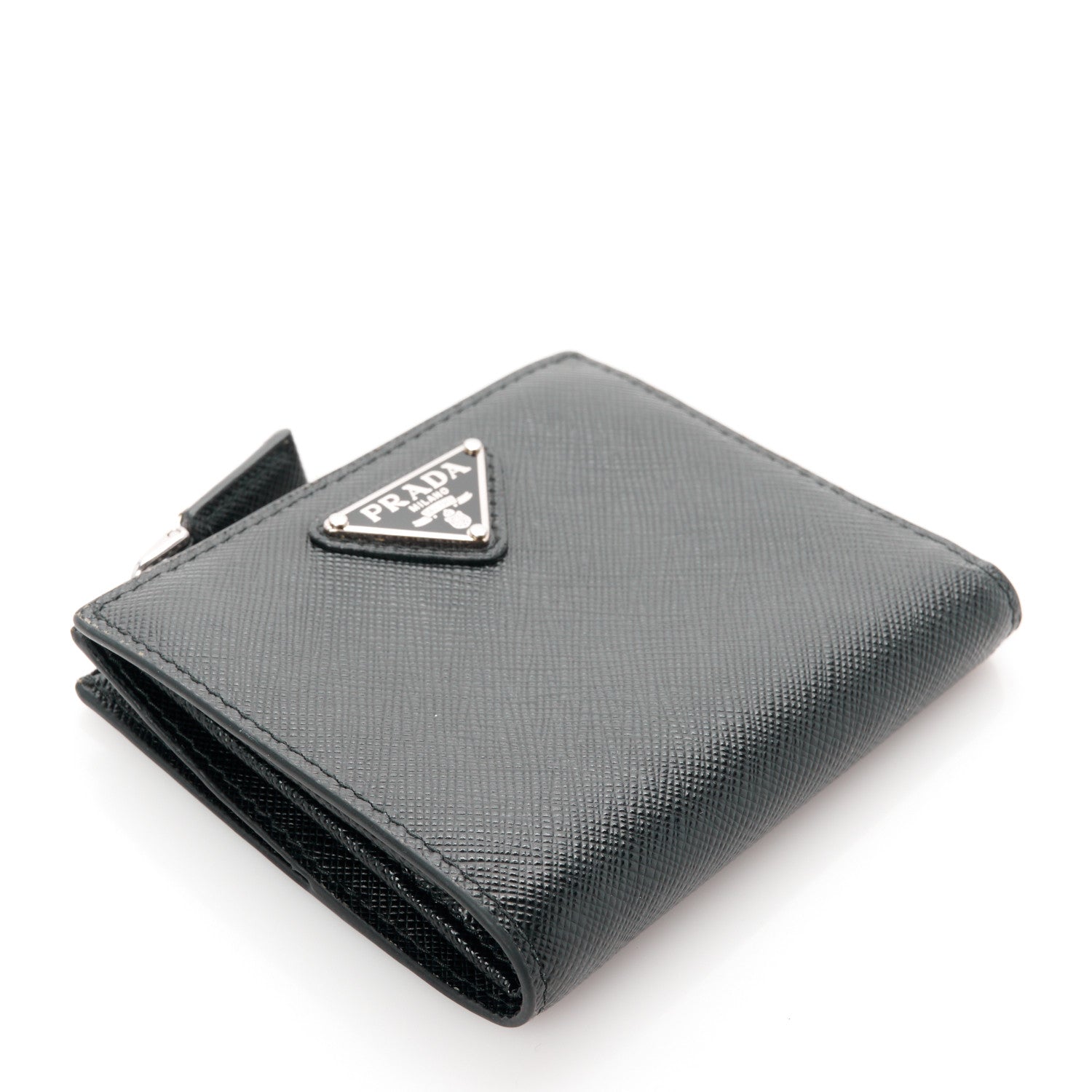 Prada Saffiano Small Compact Wallet Black 4 of 9
