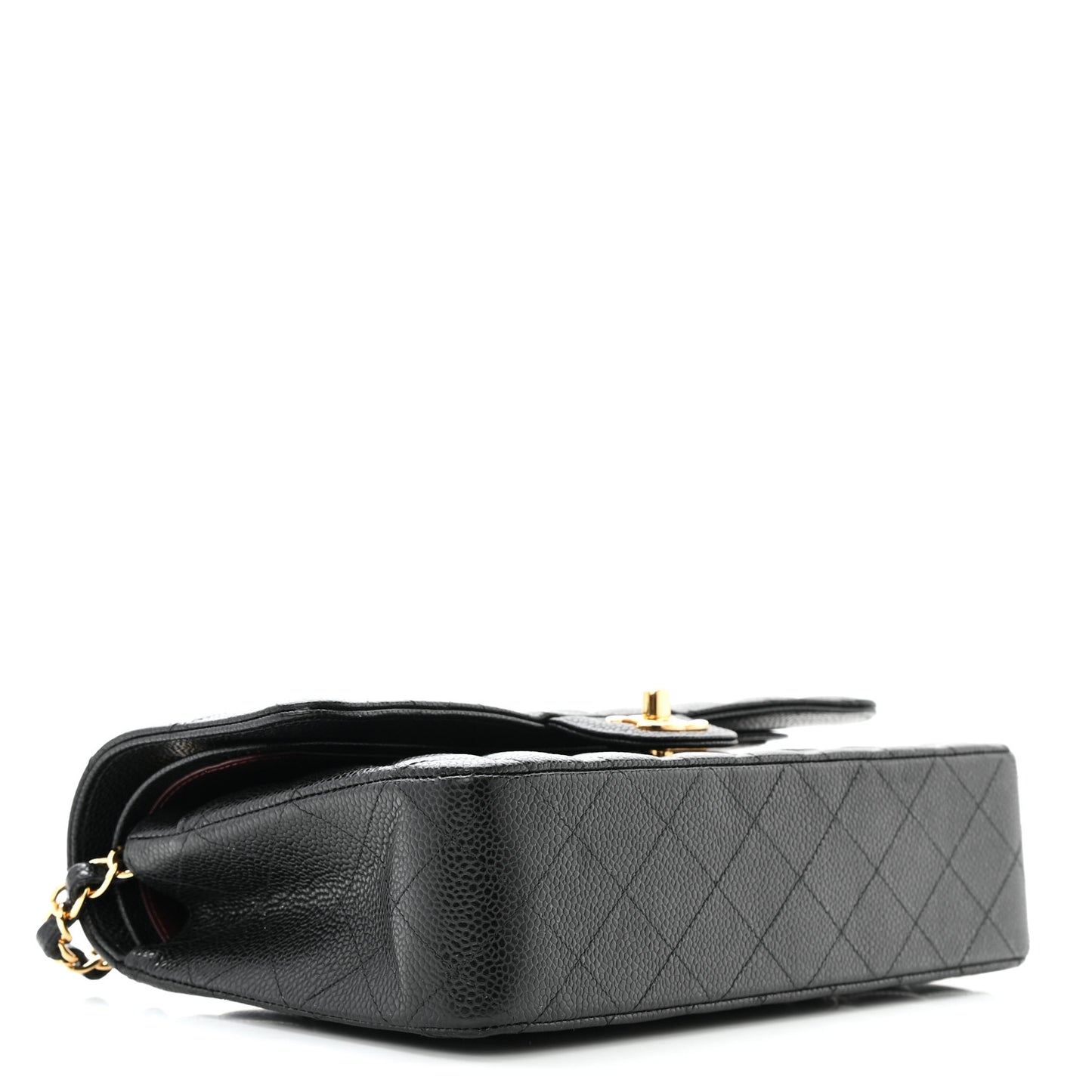 Caviar Quilted Medium Double Flap Black