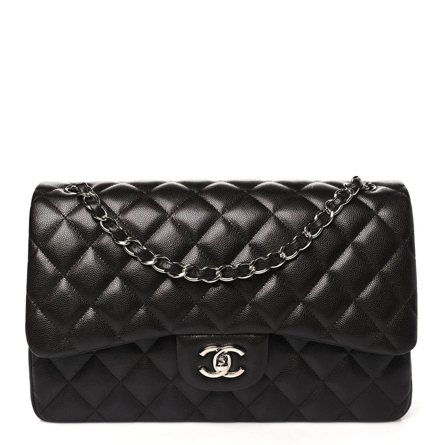 Caviar Quilted Jumbo Double Flap Dark Brown