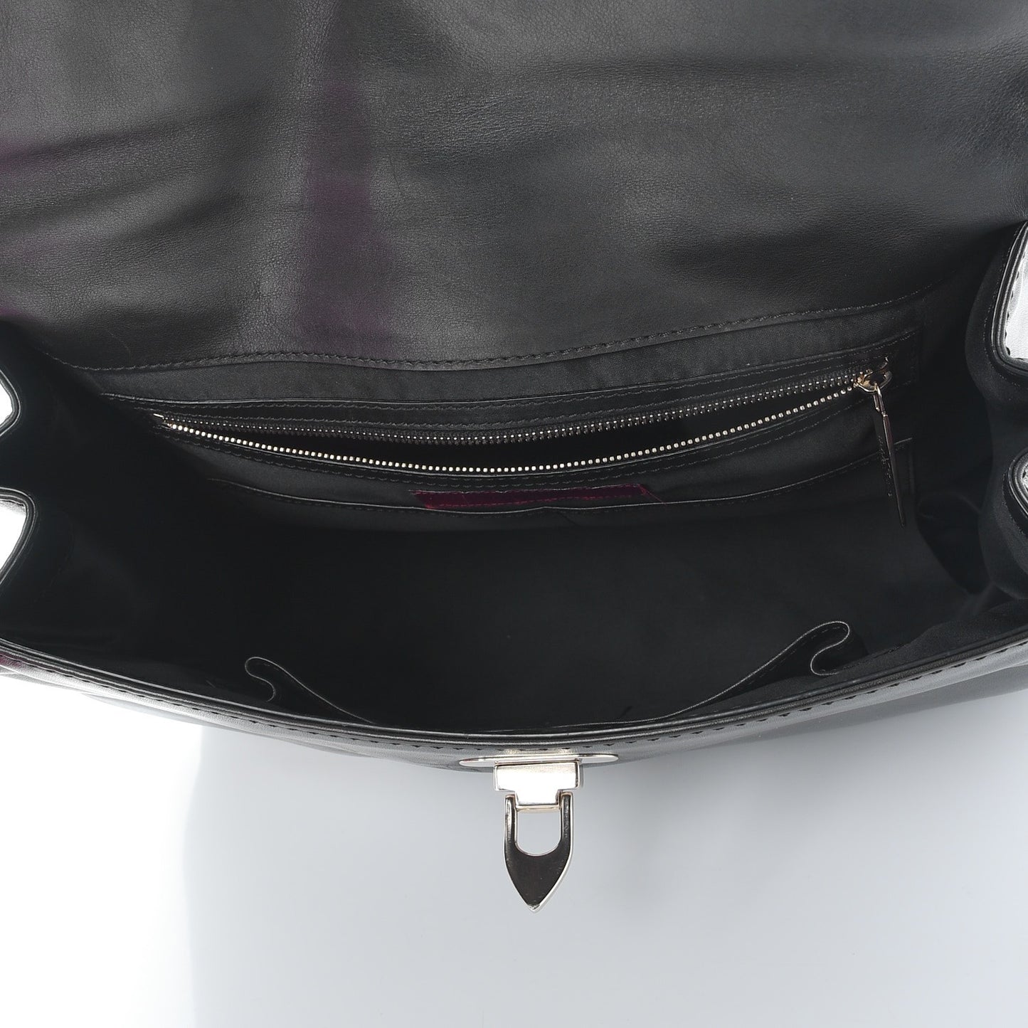 Vitello Large Rockstud Single Handle Flap Satchel Black
