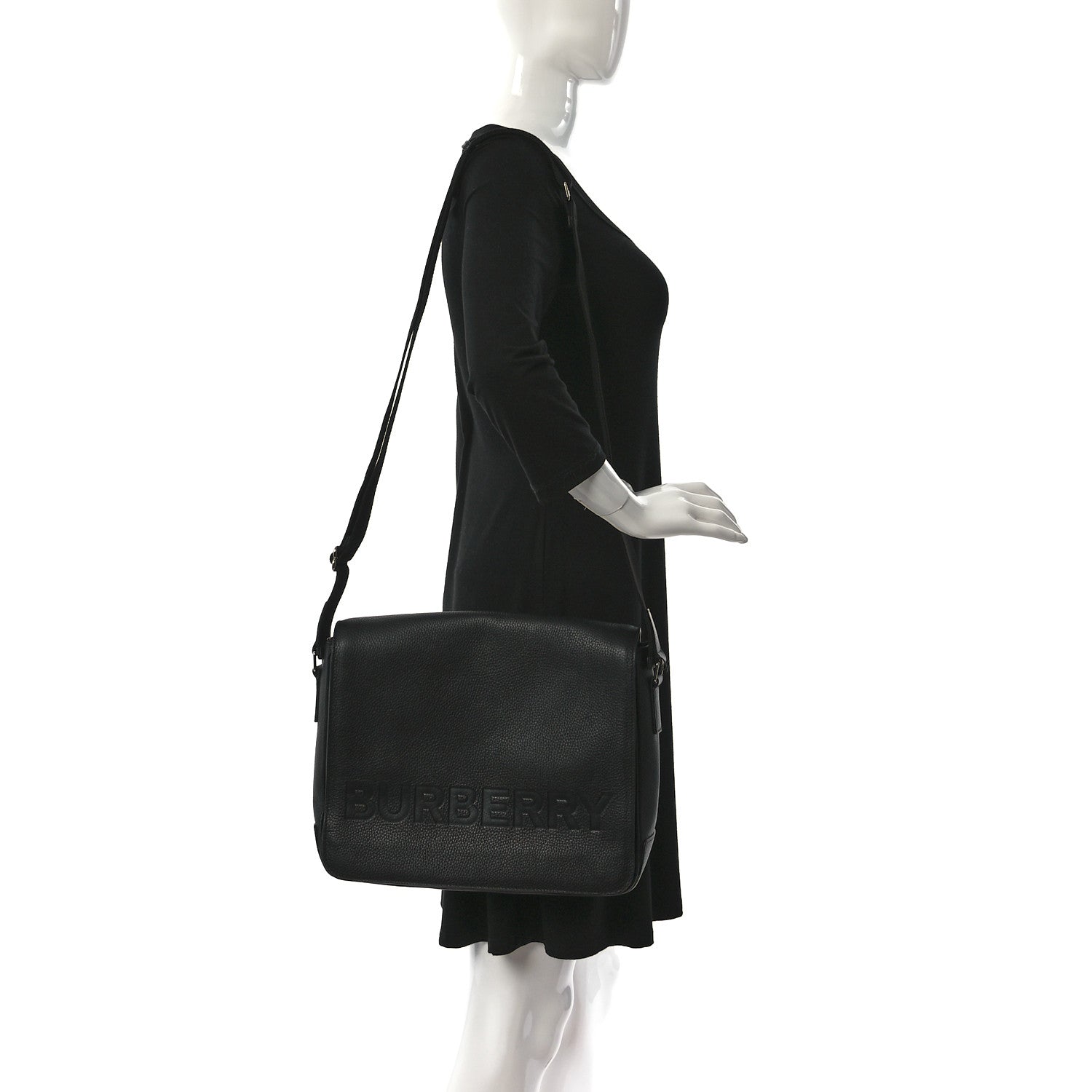 Burberry Grainy Calfskin Embossed Bruno Messenger Black 2 of 10