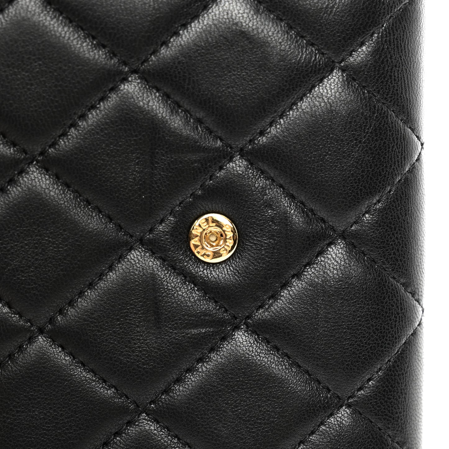 Lambskin Quilted Compact Flap Wallet Black