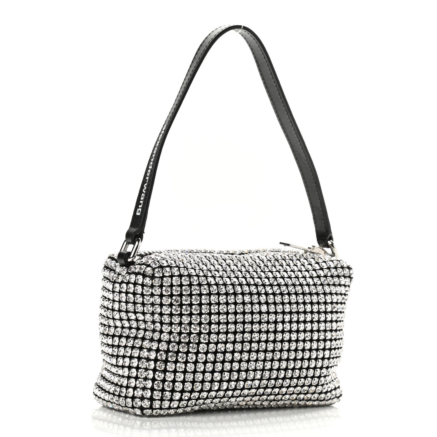 Alexander Wang Mesh Crystal Rhinestone Mini Heiress Pouch Black Silver 5 of 17