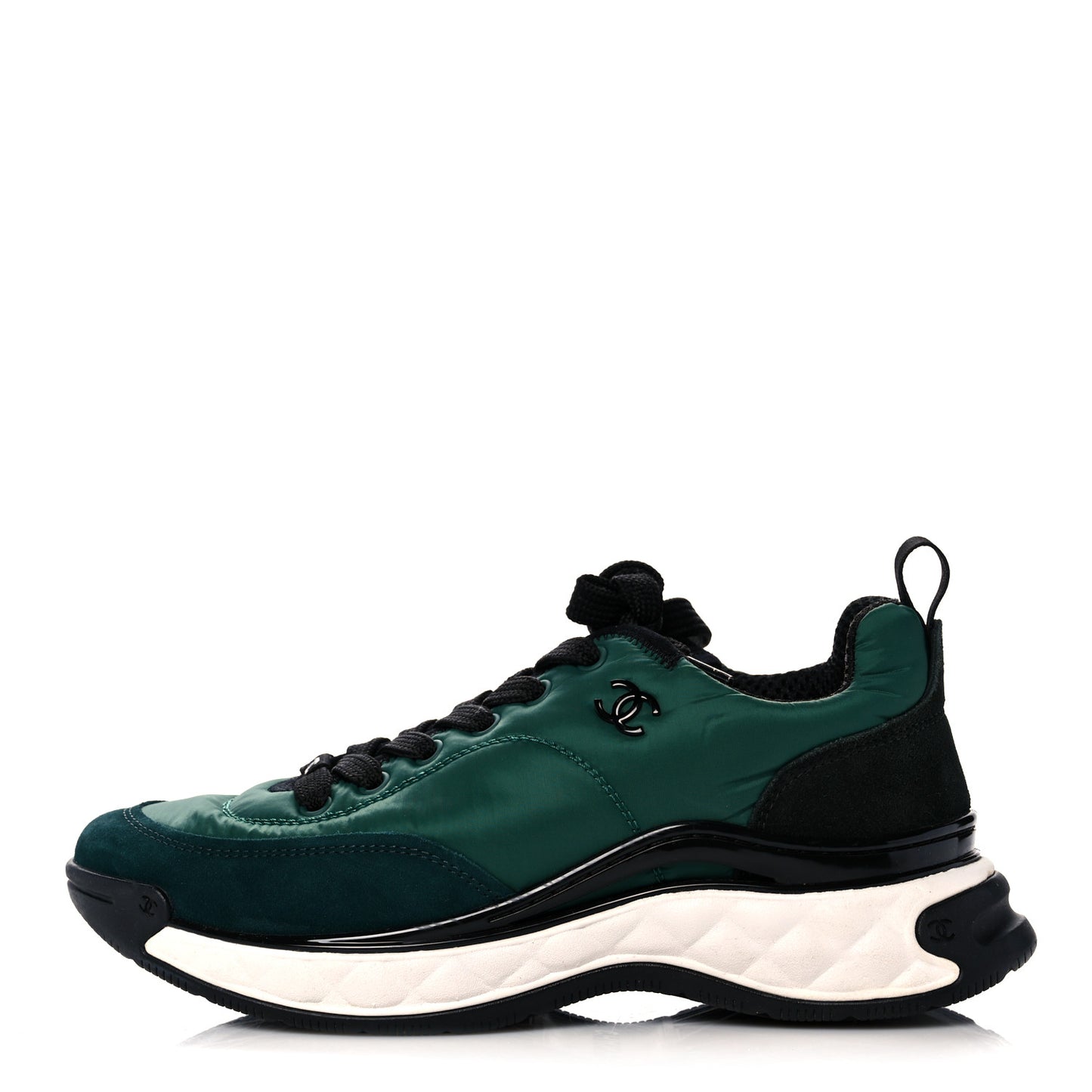 Nylon Suede Womens Logo Sneakers Green