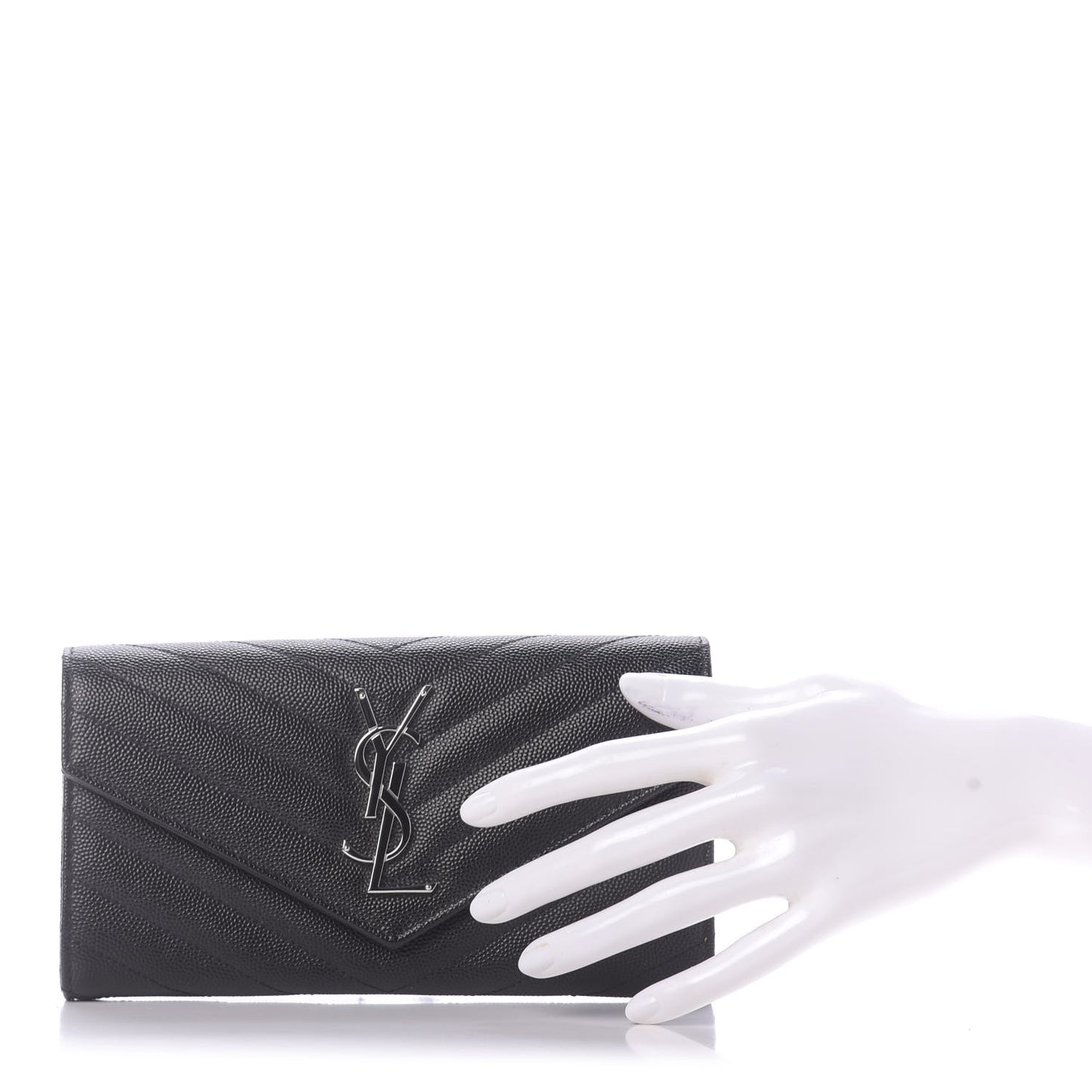 Grain De Poudre Matelasse Chevron Monogram Flap Wallet Black