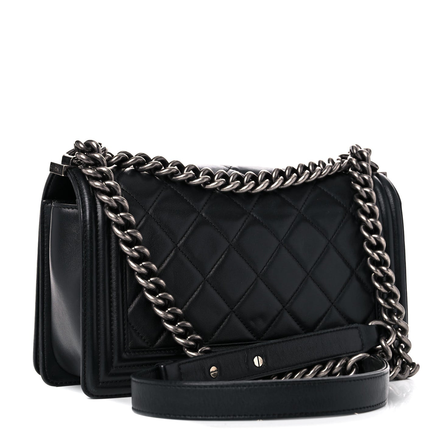 Calfskin Quilted Medium Boy Flap Black
