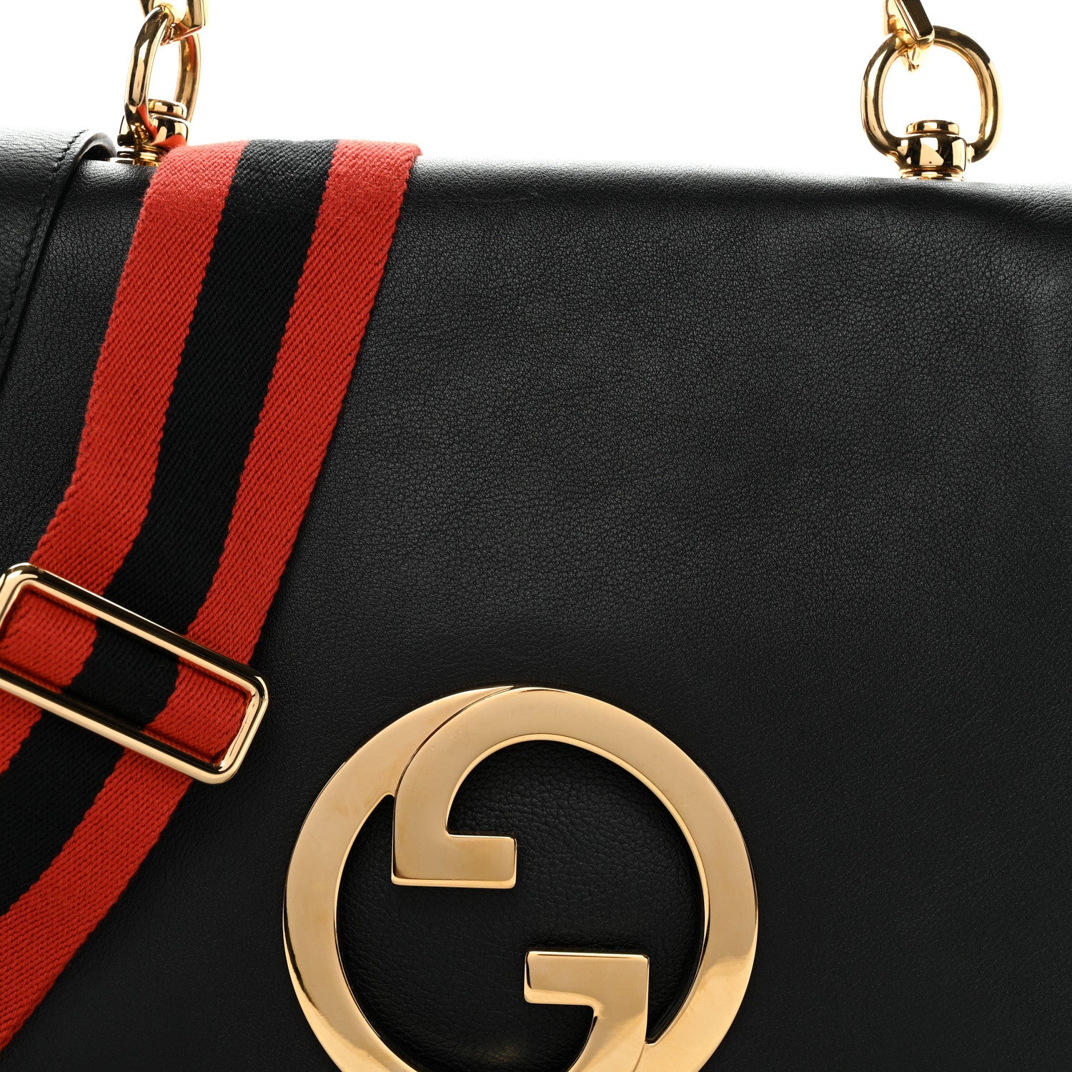 Gucci Roxy Calfskin Web Medium Studded Blondie Shoulder Flap Bag Black 8 of 10