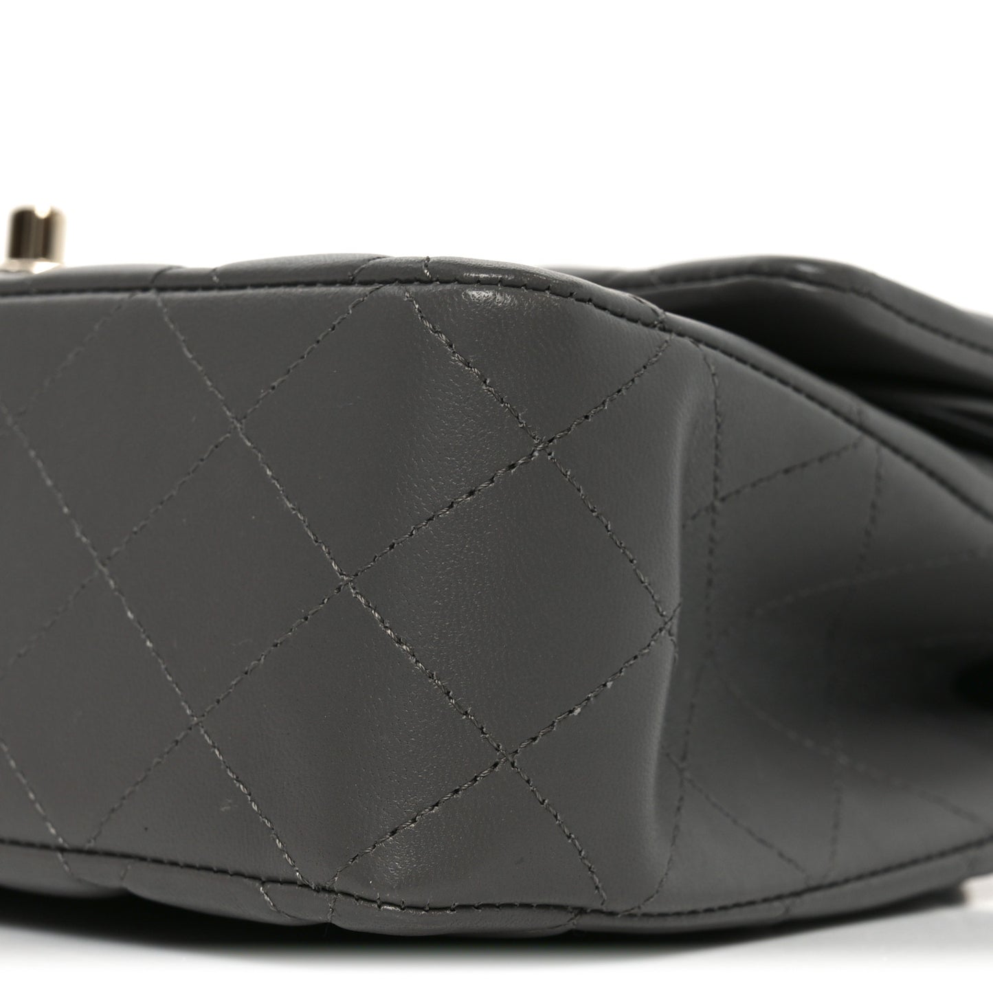 Lambskin Quilted Medium Double Flap Grey