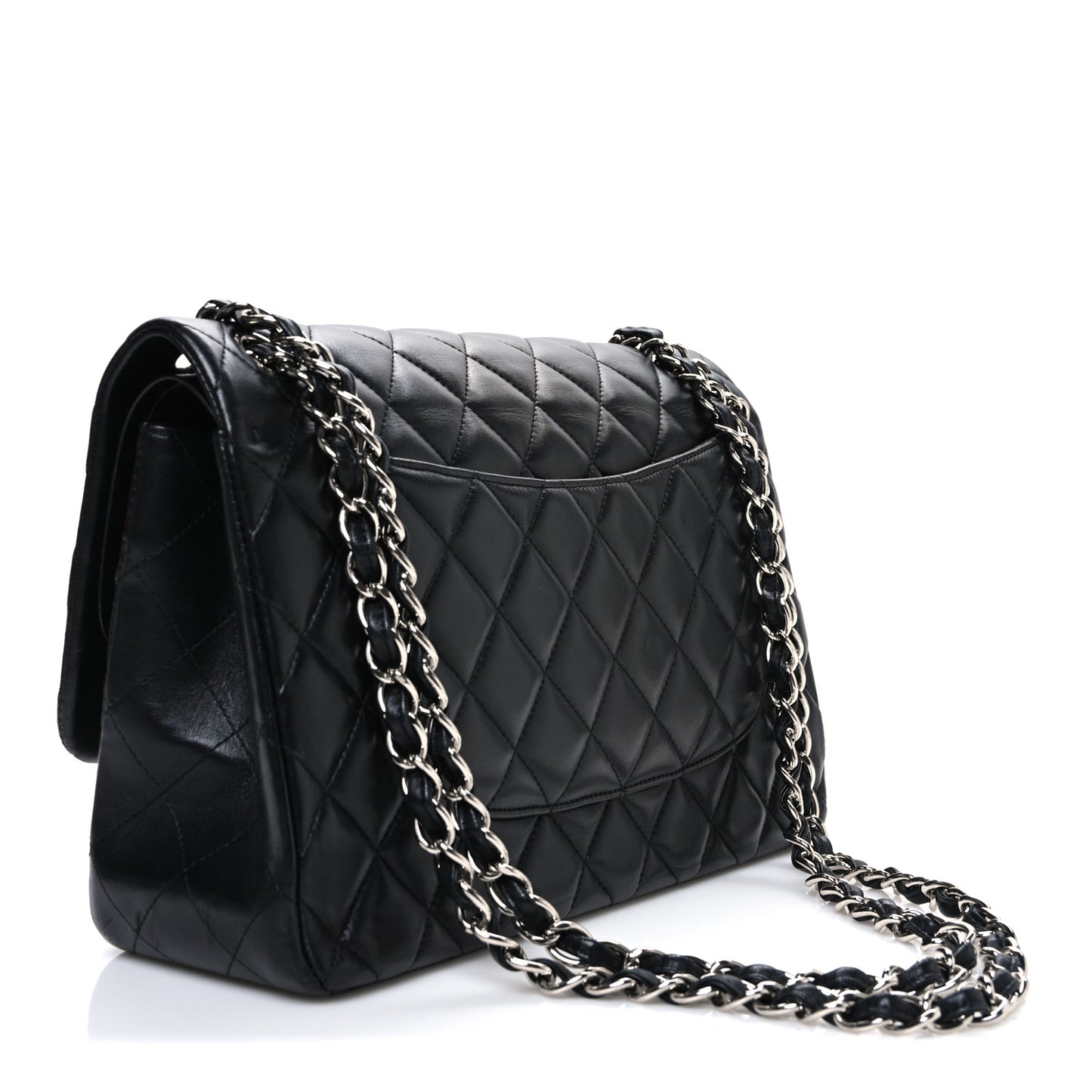 Lambskin Quilted Jumbo Double Flap Black