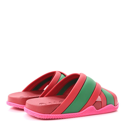 Gucci Rubber Web Womens Criss Cross Slide Sandals 36 Coral New Shamarock 5 of 9