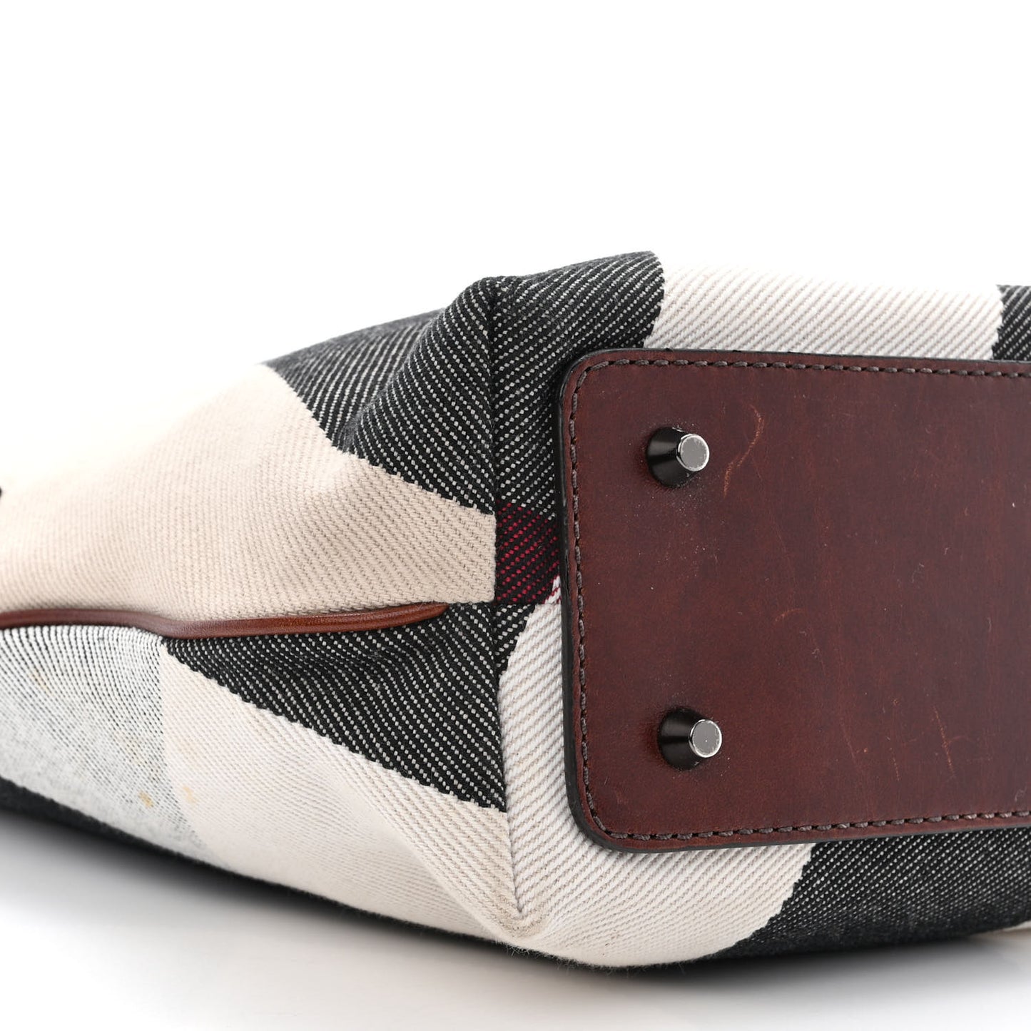 Canvas Mega Check Print Tote Beige