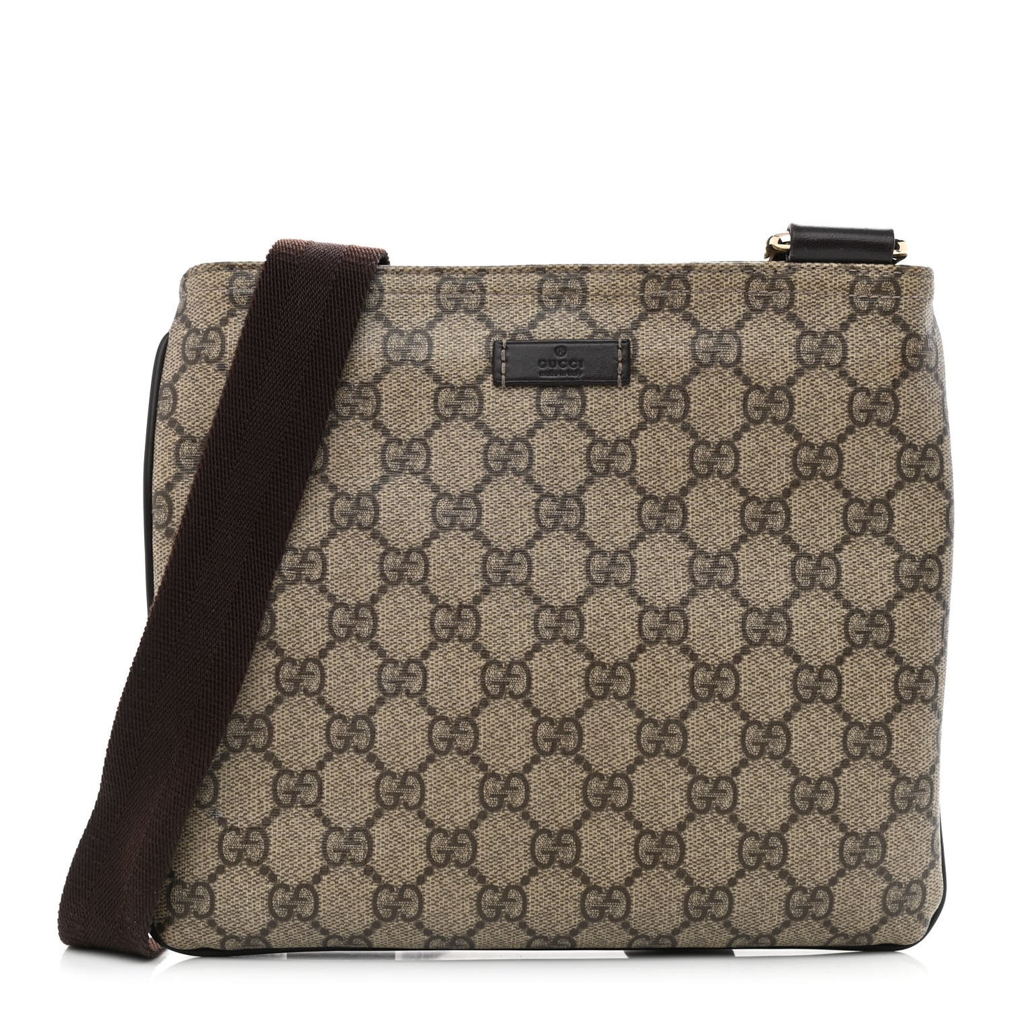 GG Supreme Monogram Small Flat Messenger Bag Dark Brown