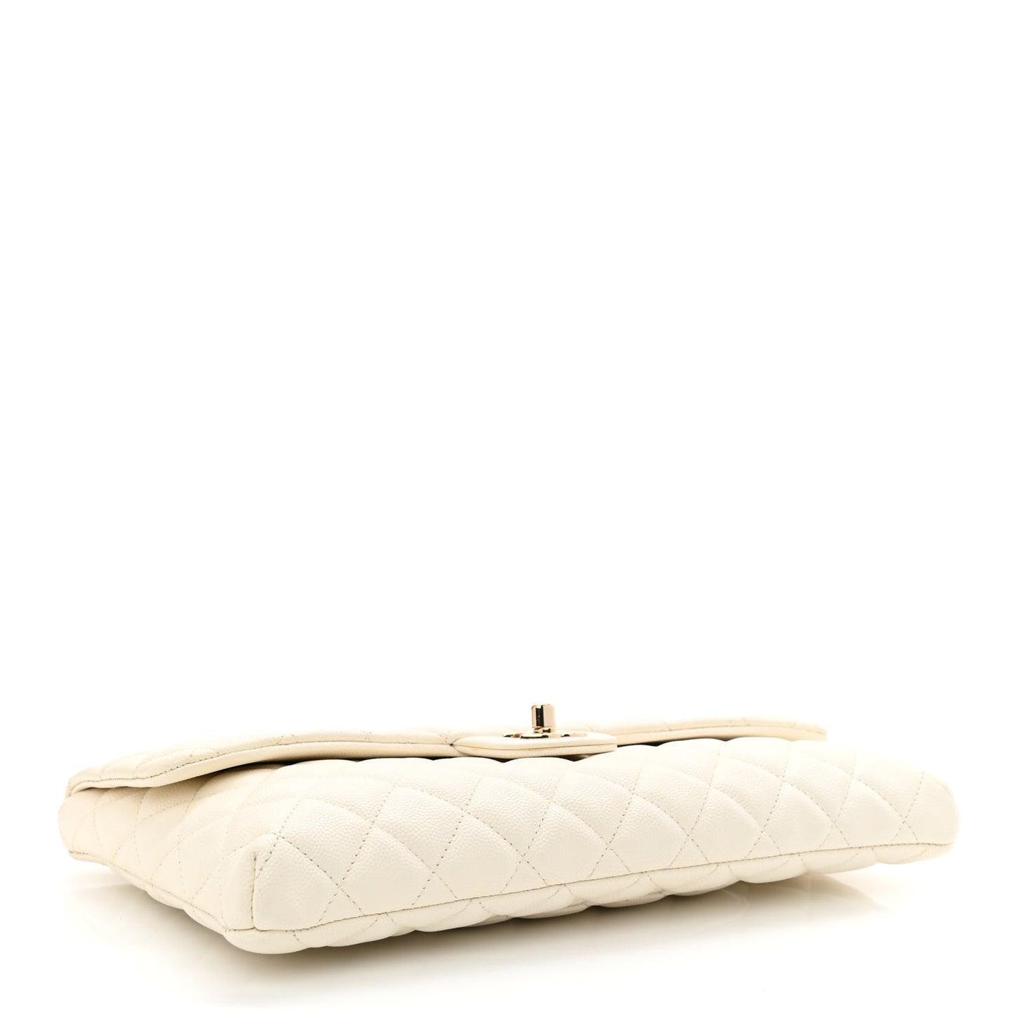 Caviar Quilted Flap Clutch White