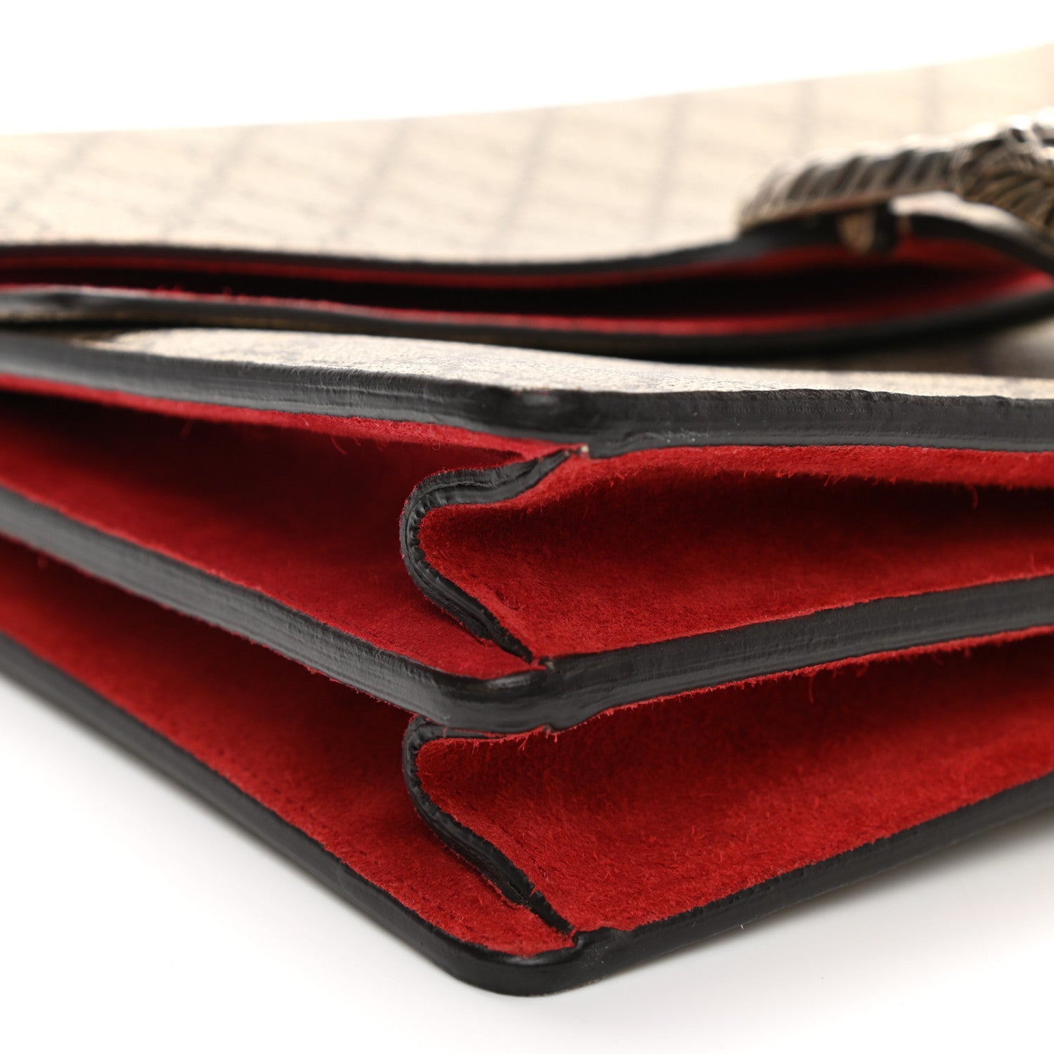 Gucci GG Supreme Monogram Suede Cudu Medium Dionysus Shoulder Bag Beige Ebony Vulcanic Red 9 of 9