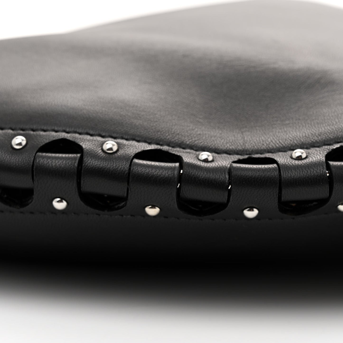 Lambskin Studded Large Demi Lune Bag Black