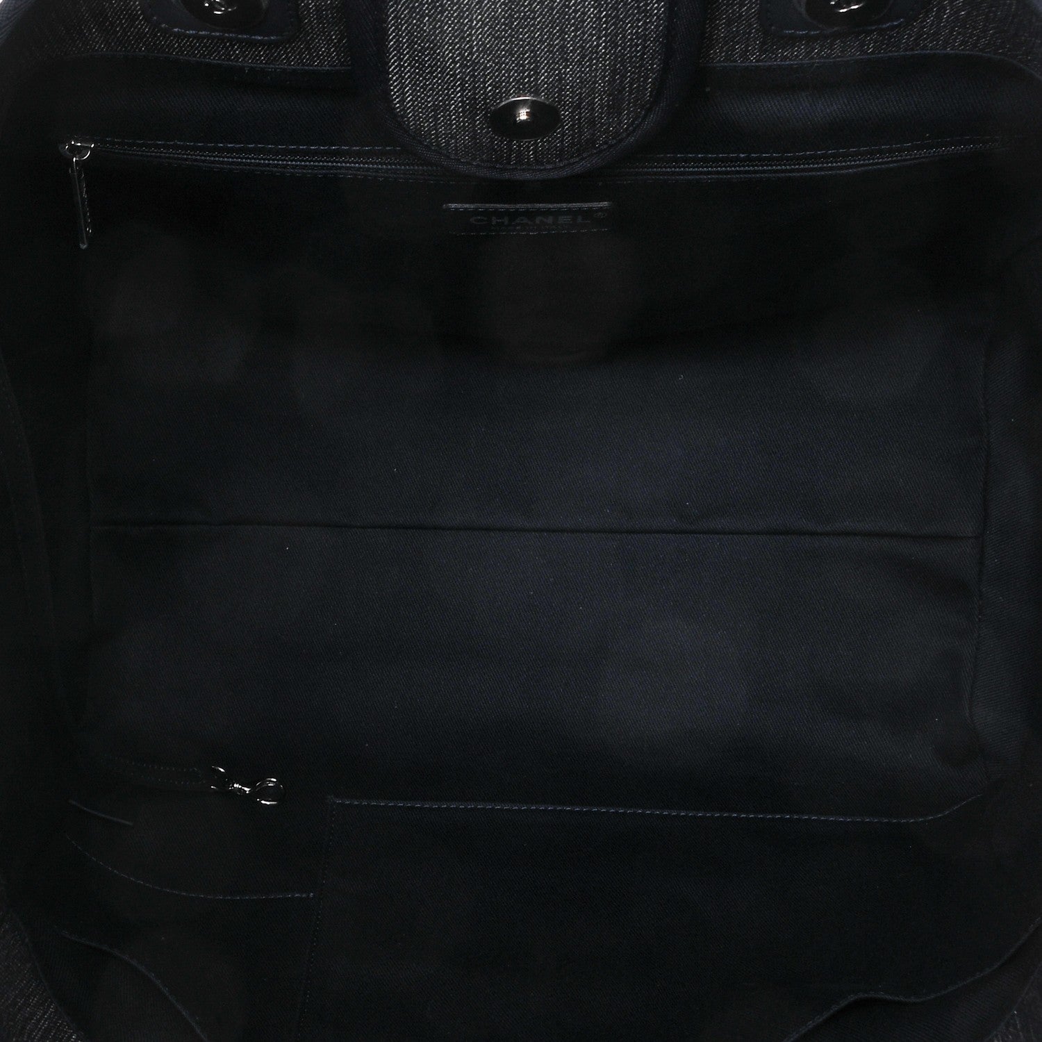 Chanel Canvas Large Deauville Tote Dark Blue 5 of 8