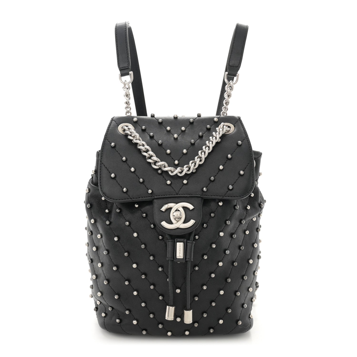Chanel Lambskin Chevron Quilted Studded Stud Wars Backpack Black 1 of 10