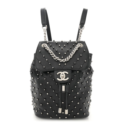 Chanel Lambskin Chevron Quilted Studded Stud Wars Backpack Black 1 of 10