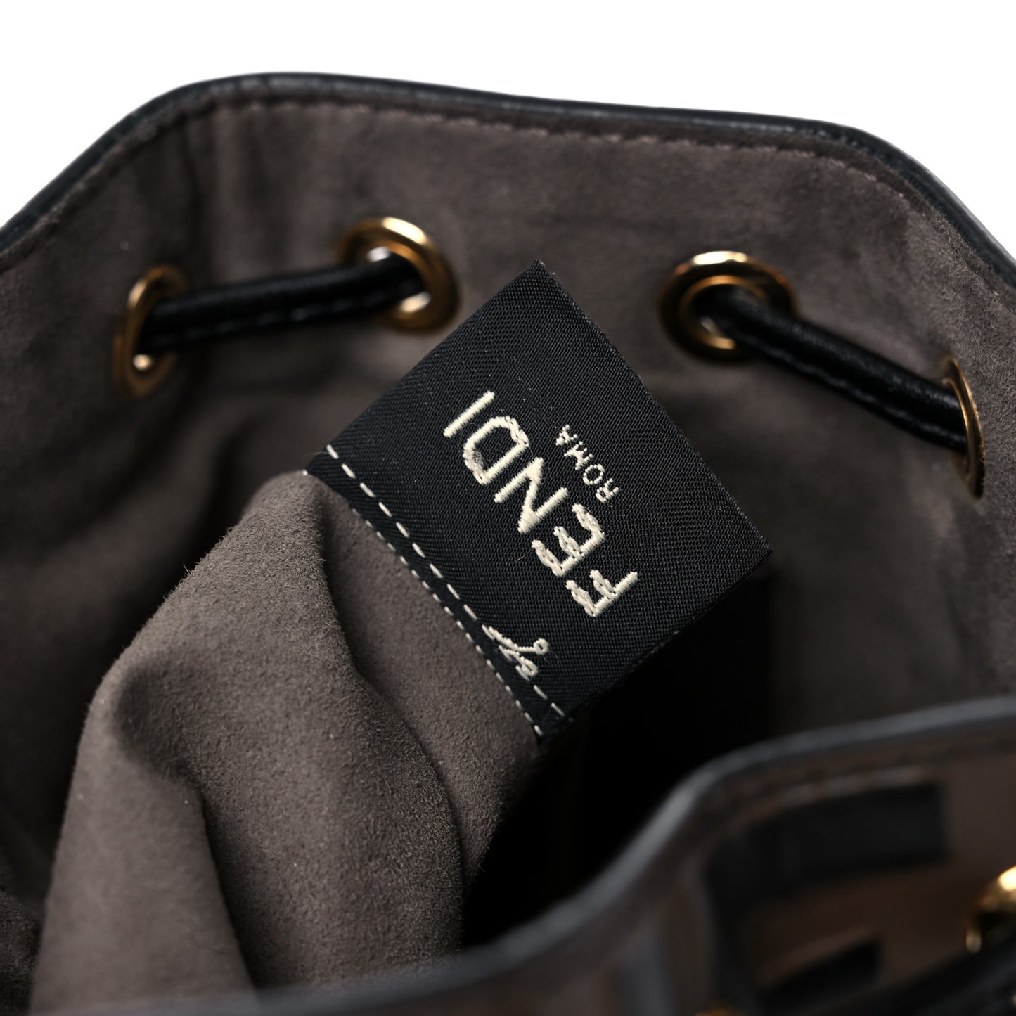 Vitello Liberty F is Fendi Bi-Color FF 1974 Embossed Mini Mon Tresor Bucket Bag Maya Black