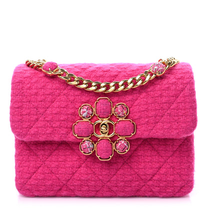 Chanel Cashmere Tweed Quilted Mini Bijoux Flap Fuchsia 1 of 9