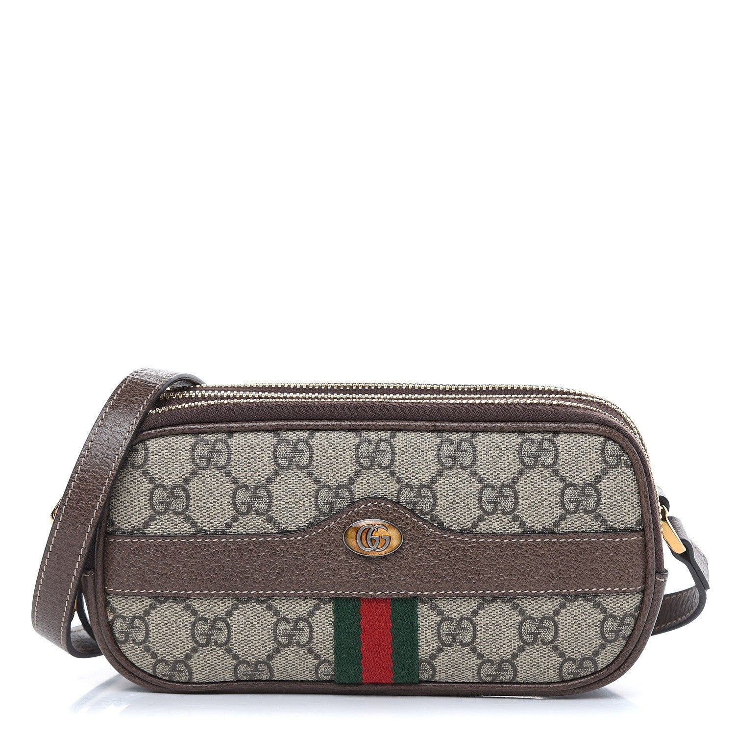Gucci GG Supreme Monogram Web Mini Ophidia GG Bag Brown 1 of 10