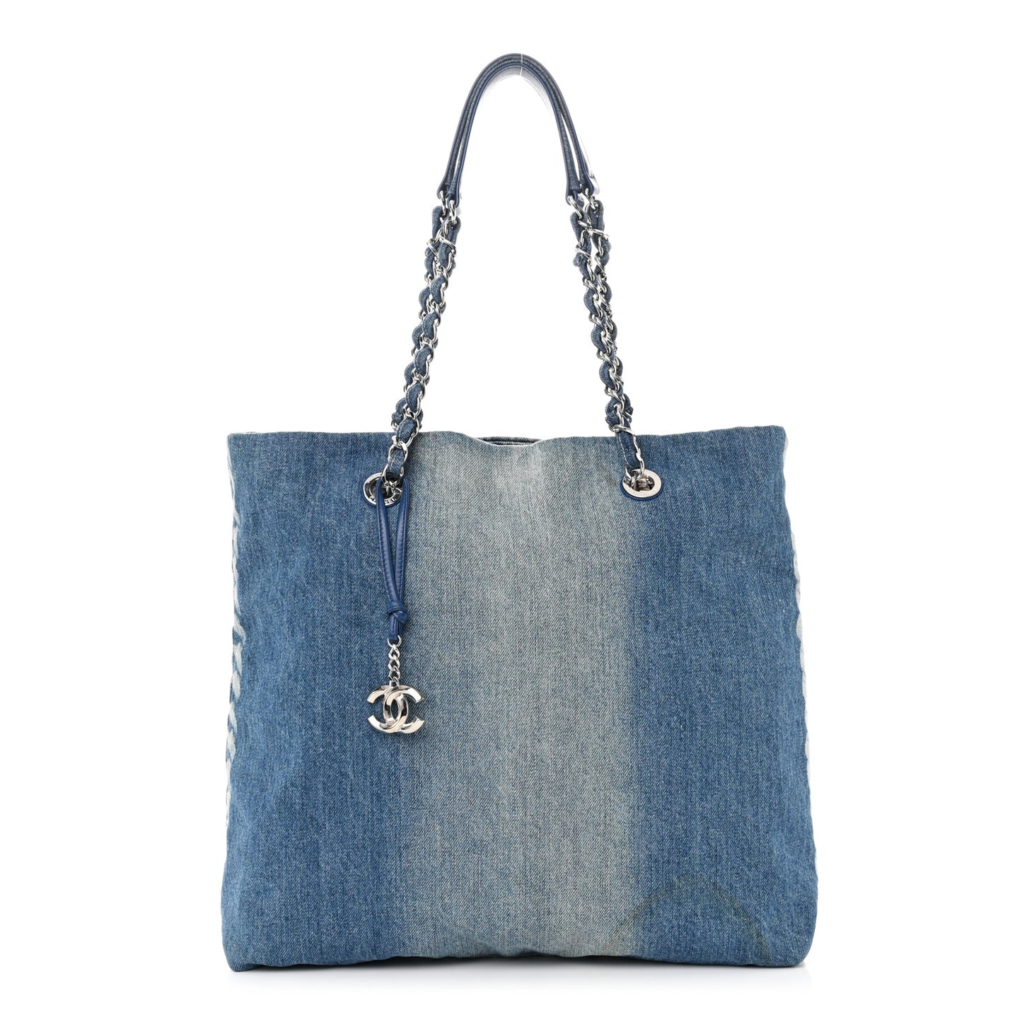 Denim Printed Shopping Bag Blue